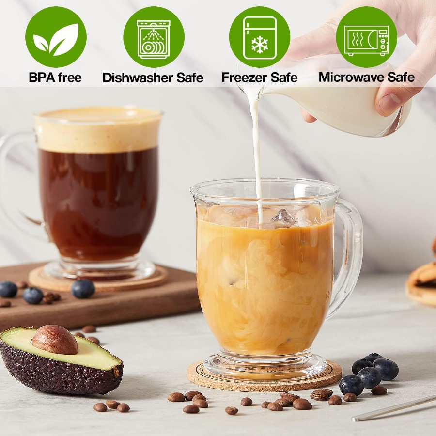 Set of 4 Clear Large Glass Cof - Juice Tea Coffee incelemesi ve fiyatı