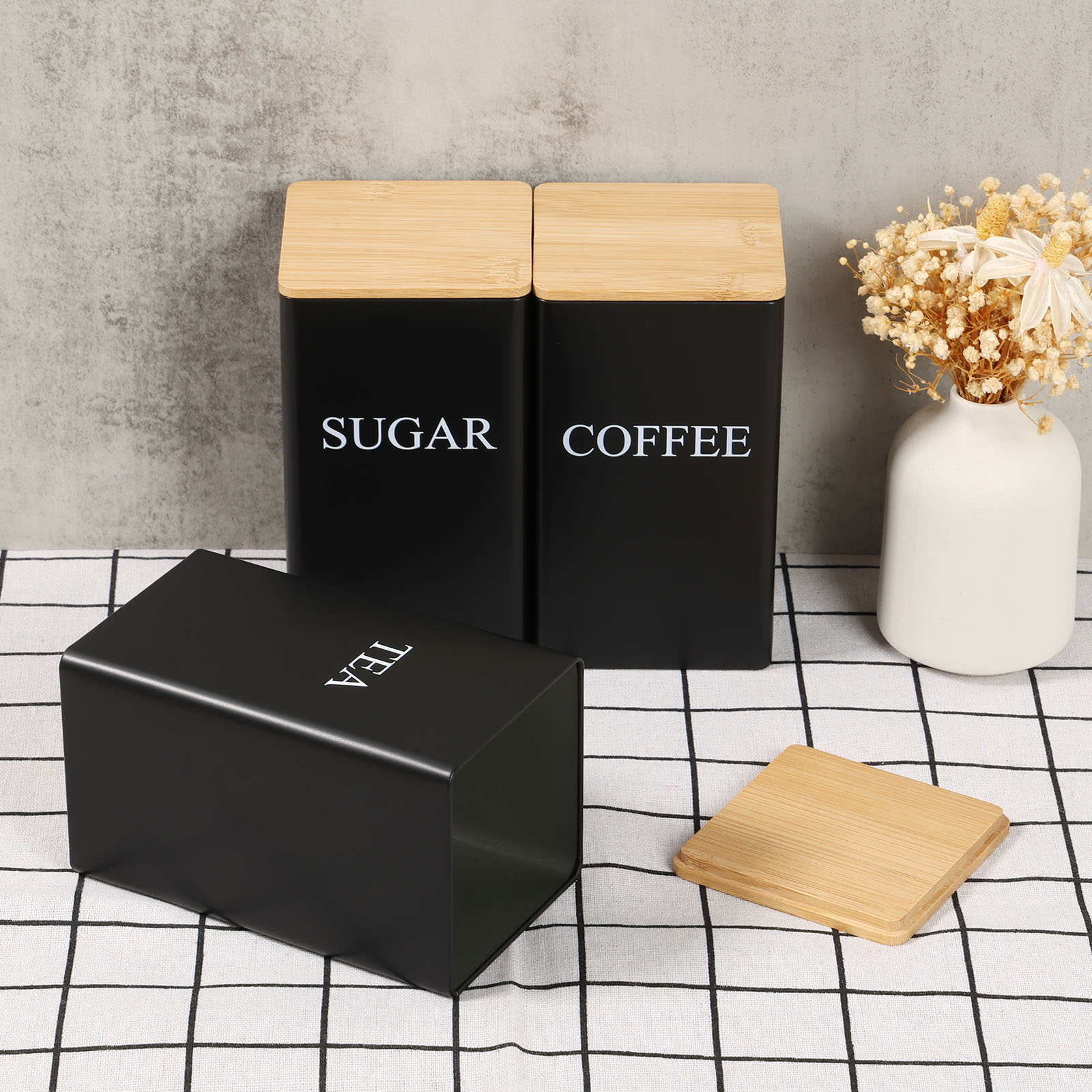 Coffee Bean Storage Jar Metal  - Coffee Tea Sugar Container Set incelemesi ve fiyatı