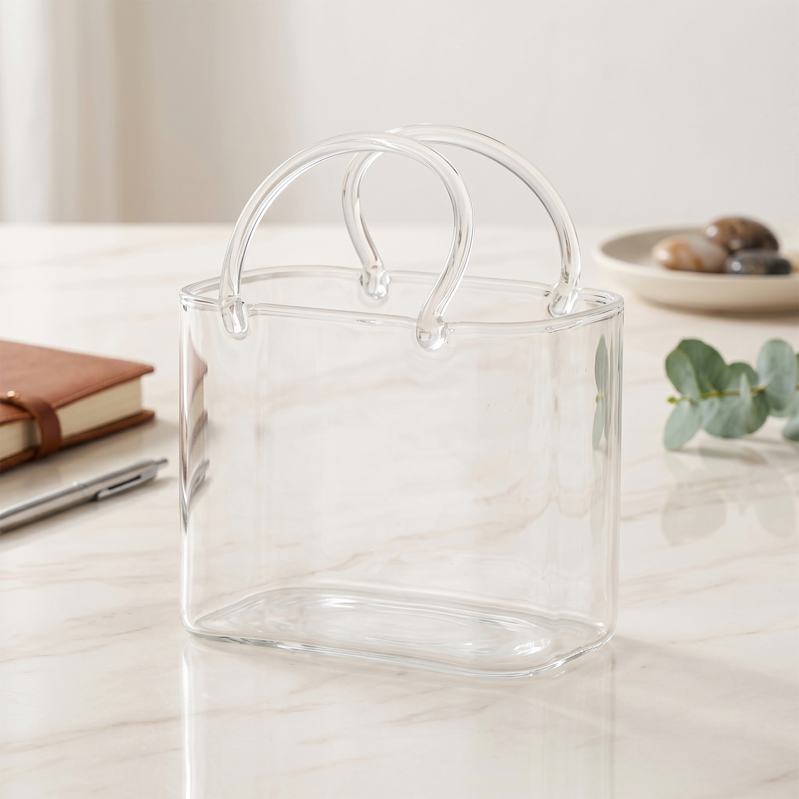 Glass Purse with Glass Straw F - Coffee Tea Flower incelemesi ve fiyatı